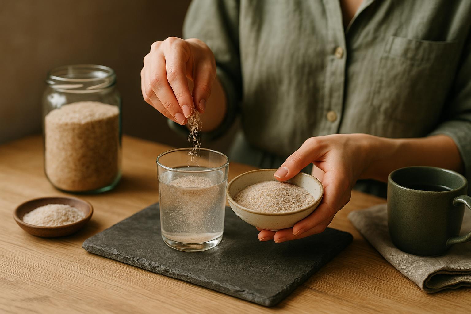Comment utiliser le psyllium en poudre mélangé dans un verre d'eau