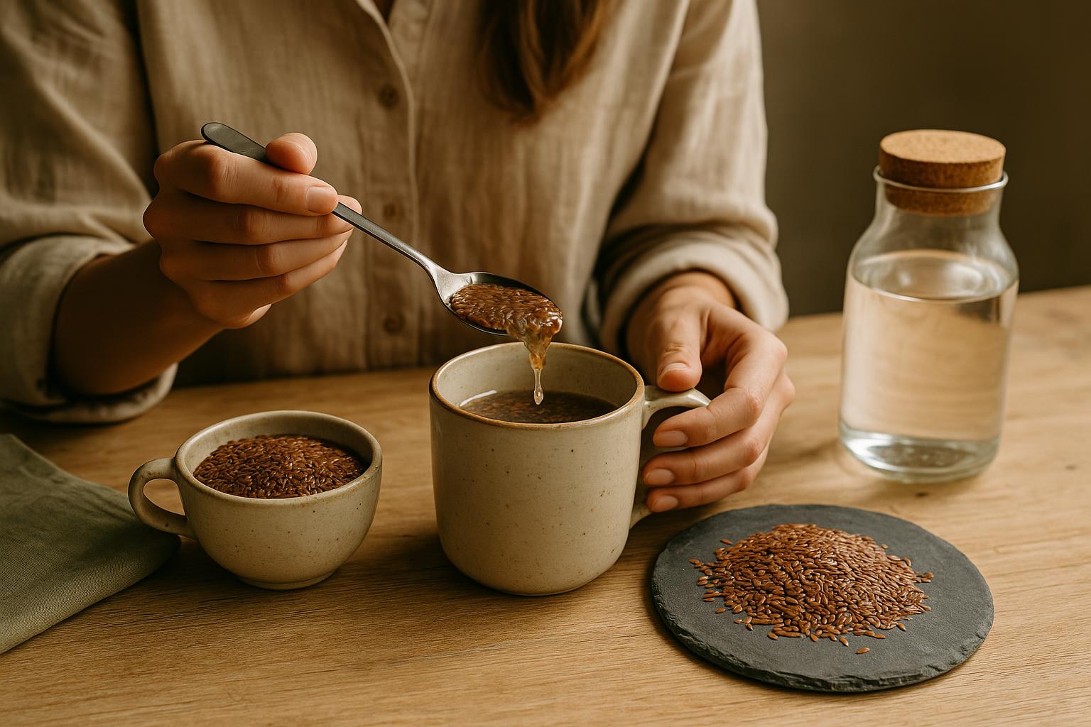 Comment utiliser les graines de lin pour la constipation : graines moulues dans un verre d'eau