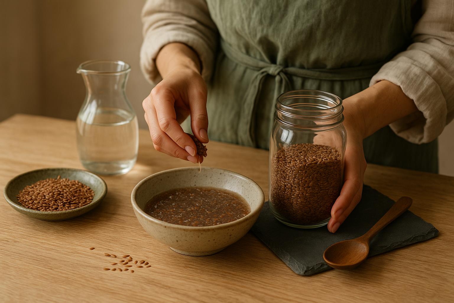 Smoothie vert avec graines de lin moulues dans un verre transparent, idée pratique pour que faire avec des graines de lin